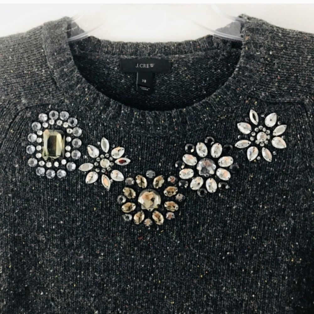 J CREW Lambswool Donegal Jeweled Sweater XSMALL - Picture 5 of 10